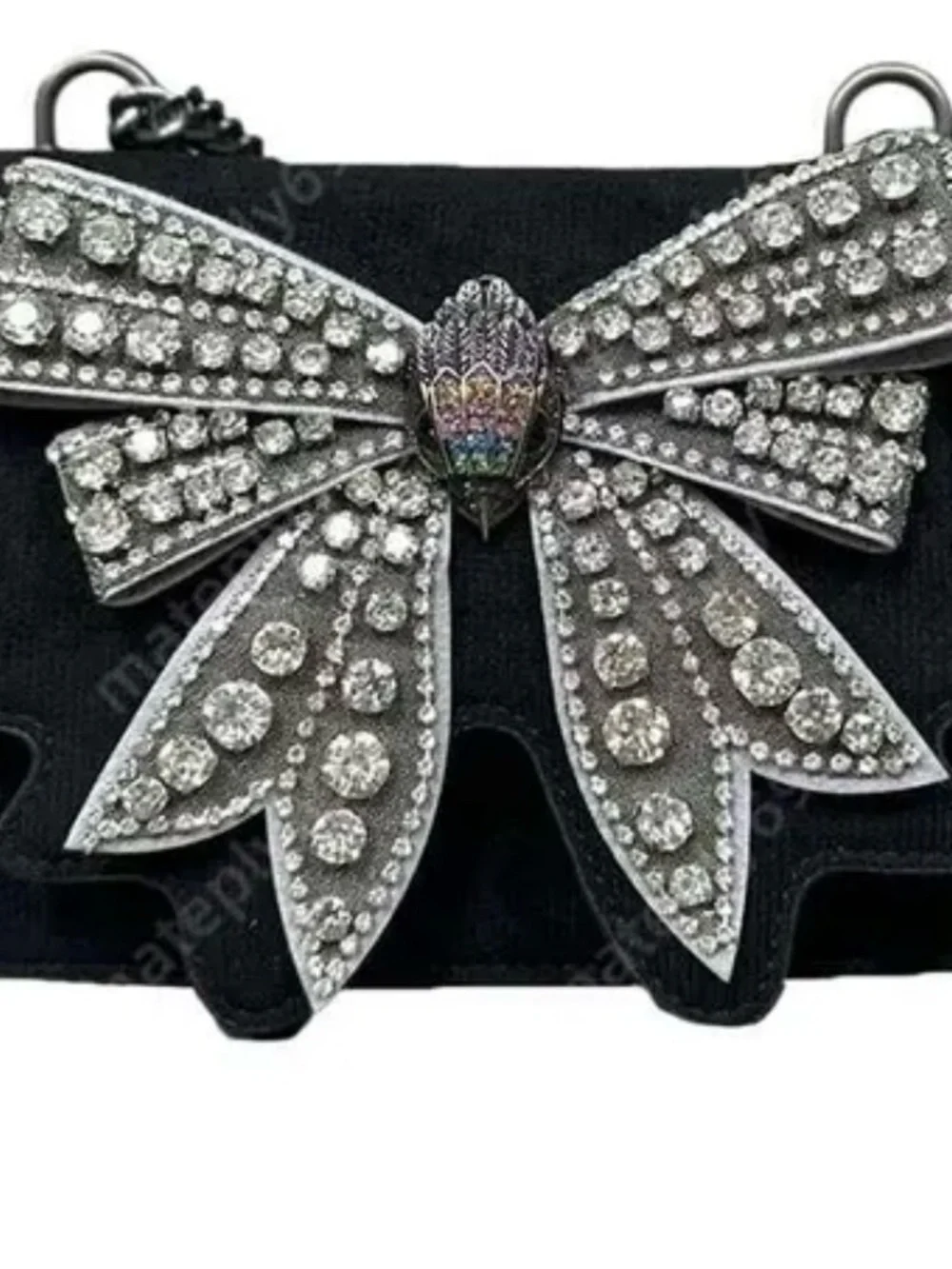 Crystal Bow Statement Brooch - Silver Tone